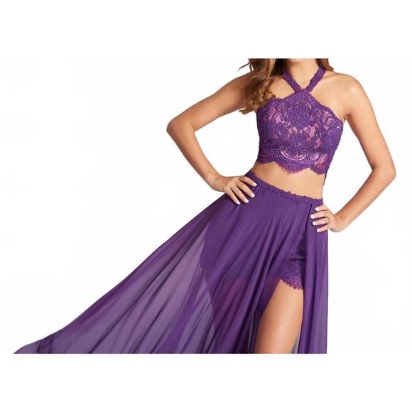 NEW ELLIE WILDE three-piece prom dress in purple - Picture 3 of 4